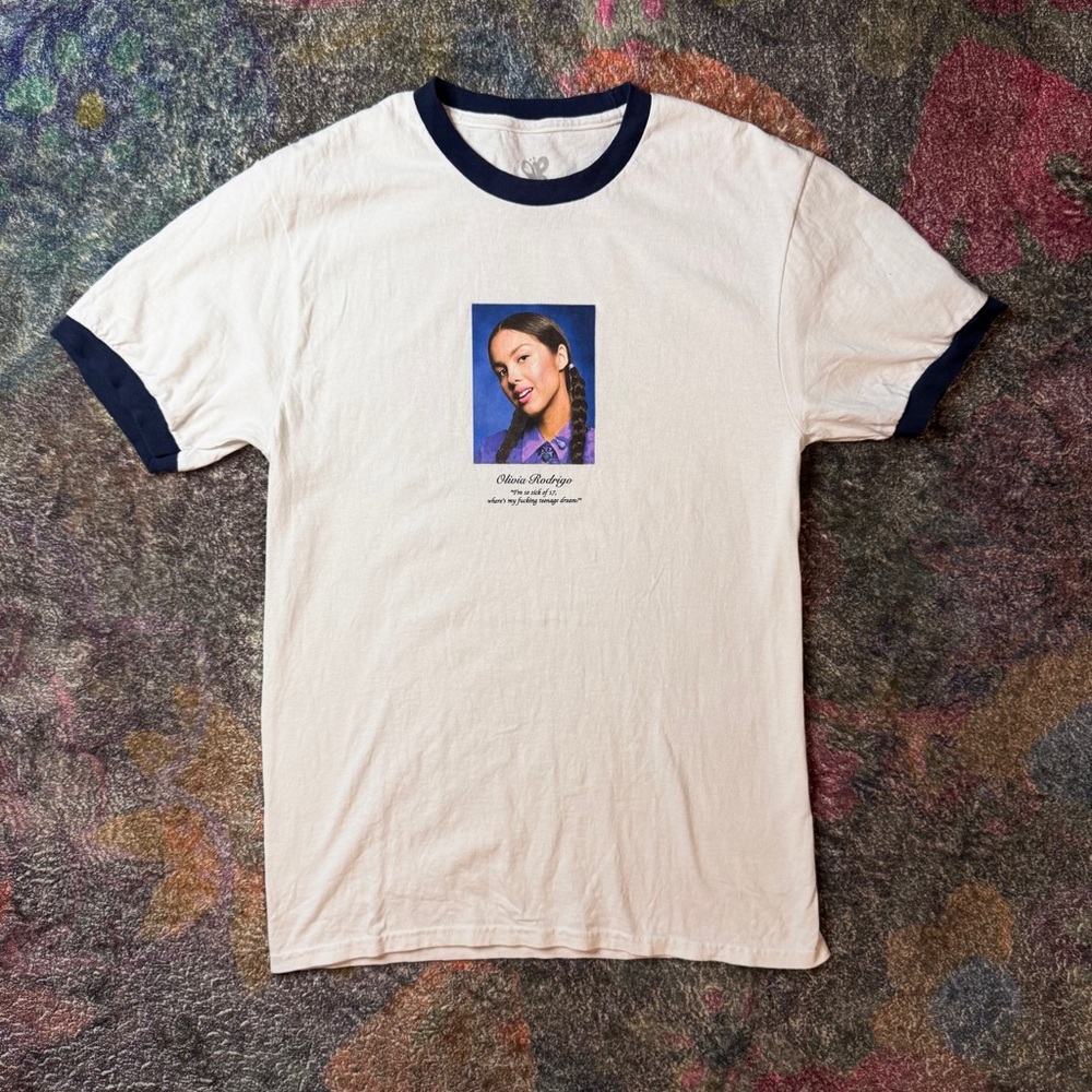 🖤 RARE Olivia Rodrigo Official Merch Sour Tour Exclusive Yearbook Ringer Tee